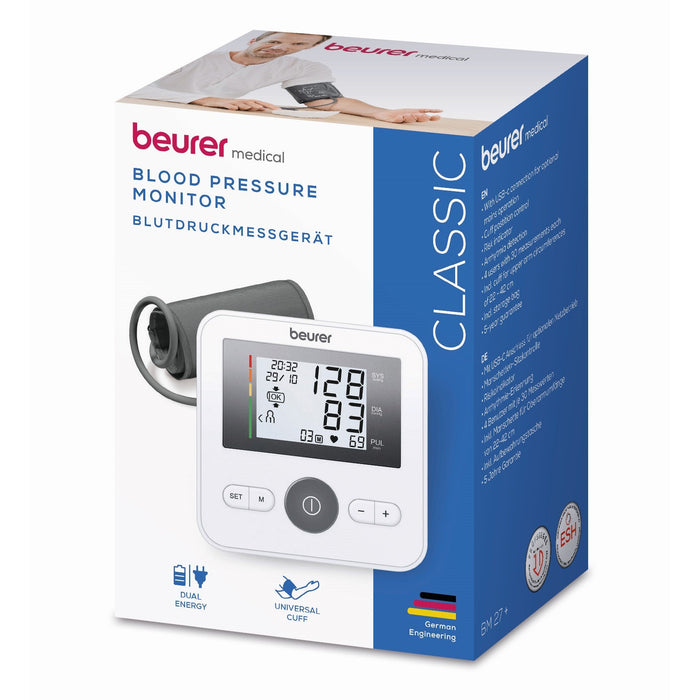 Beurer BM 27+ Dual-Energy Upper Arm Blood Pressure Monitor - Universal Cuff 22-42cm