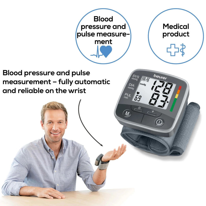 Beurer Germany BC 32 Compact Wrist Blood Pressure Monitor with Risk Indicator Scale & Arrhythmia Detection