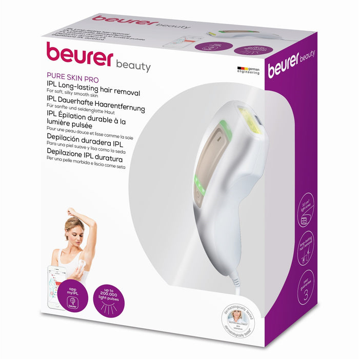 Beurer Germany IPL 5500 Pure Skin Pro: Home-Use IPL Technology Long-Lasting Hair Removal Device for Face & Body with MyIPL App