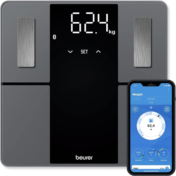 Beurer BF 500 Diagnostic Digital Scale / BMI Scale / Body Fat Scale with Bluetooth & App in Super Black