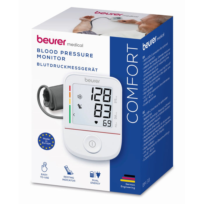 Beurer BM 38 Upper Arm Blood Pressure Monitor: Easy to Use. Accurate Measurements. Arrhythmia Detection. XL Display. Universal Cuff 22-42 cm