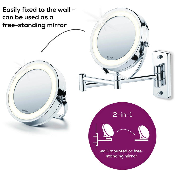 Beurer Cosmetics Mirror: Illuminated 2-in-1 Mounted & Standing Mirror BS 59