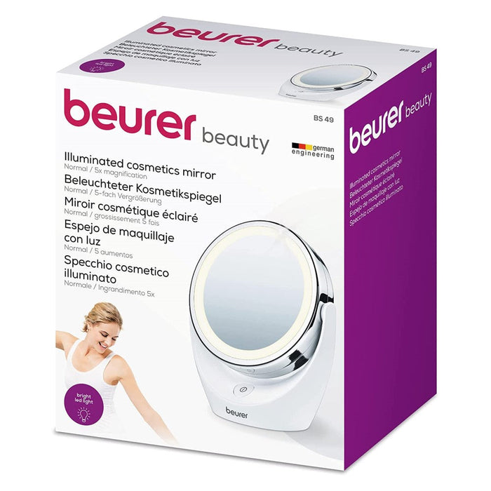 Beurer Germany BS 49 Cosmetic Mirror / Makeup Mirror with LED Lights, 5x Magnification