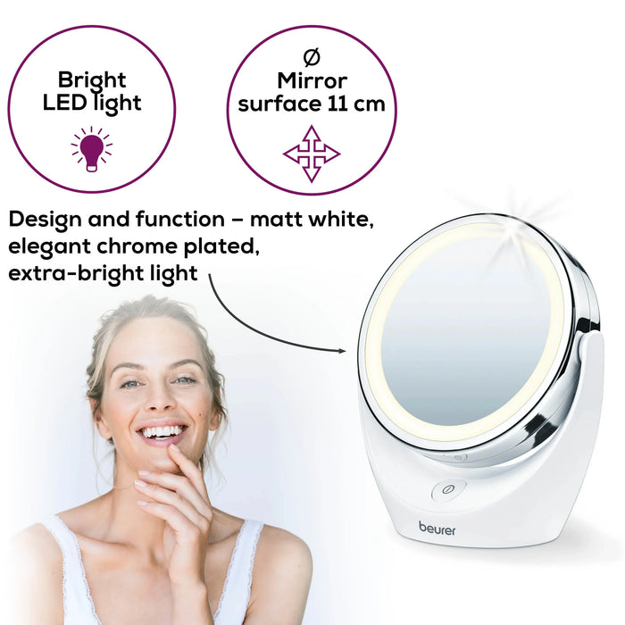 Beurer Germany BS 49 Cosmetic Mirror / Makeup Mirror with LED Lights, 5x Magnification