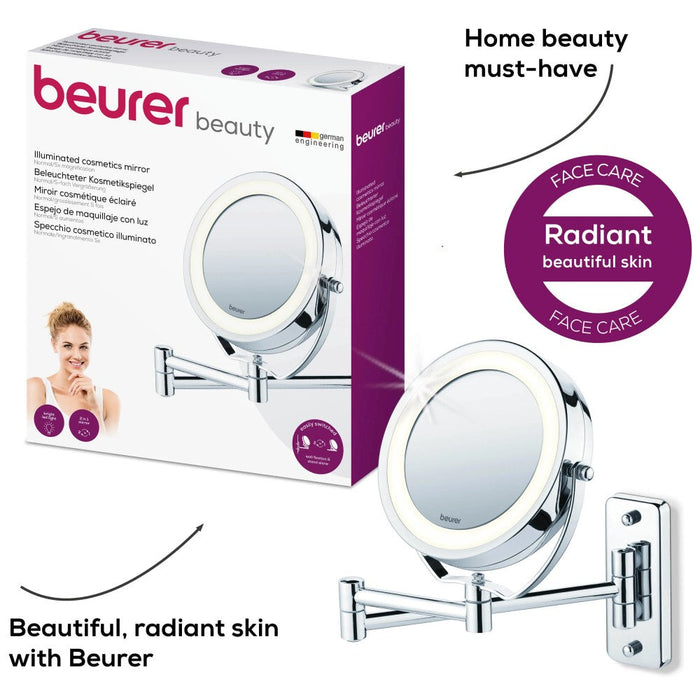 Beurer Cosmetics Mirror: Illuminated 2-in-1 Mounted & Standing Mirror BS 59