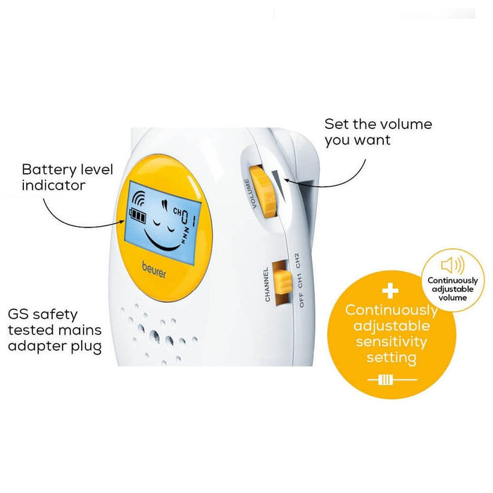 Beurer BY 84 Baby Monitor: Analogue, Up to 800m Range, Baby Emotions Display