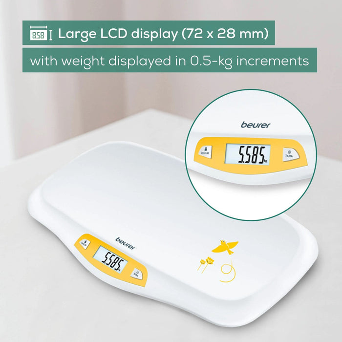 Beurer BY 80 Baby Scale: Non-Slip, Tare Function for Wriggly Baby, 5g Increments