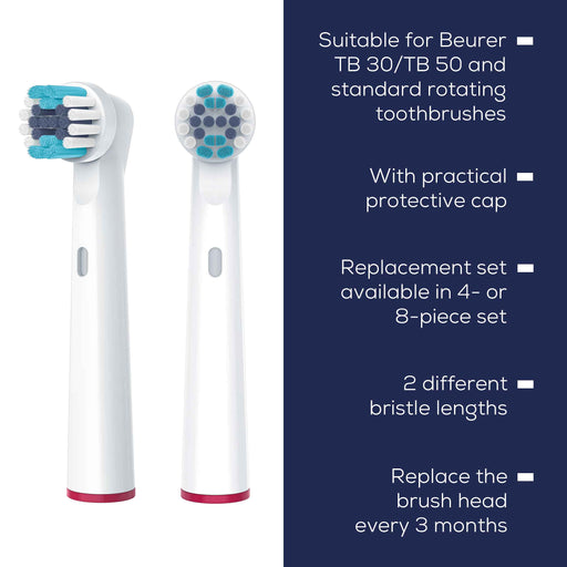 Beurer Toothbrush Heads for TB 30, TB 50, Oral-B & Rotating Brushes x8