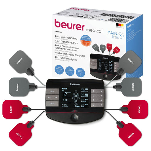 Beurer Germany TENS, EMS & Massage Device with Heat Option: 4-in-1 Digital EM 89