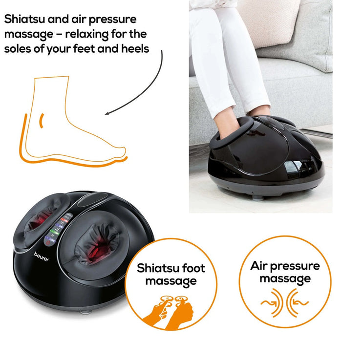 Beurer FM 90 Foot Massager: Shiatsu & Air Pressure Massage with Heat Option