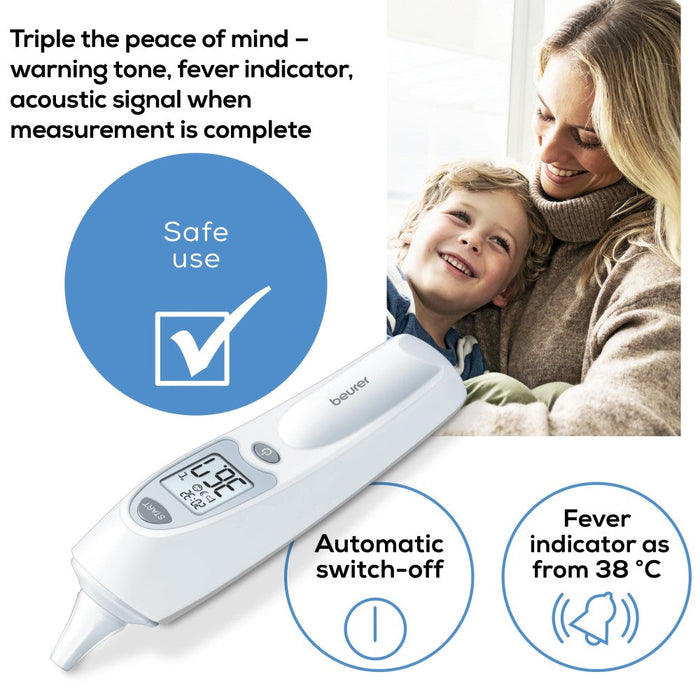 Beurer FT 58 In-Ear Thermometer: Hygienic Protective Caps, Infrared Technology, Rapid Results