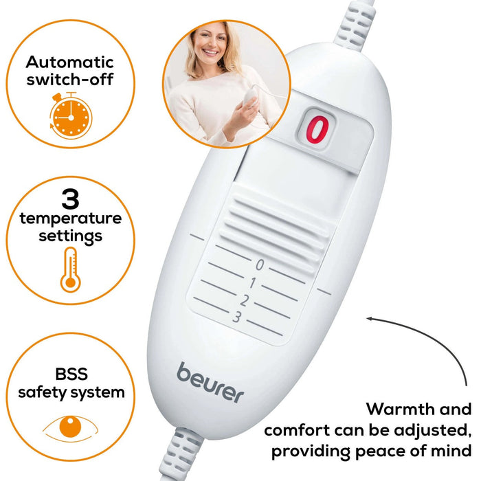 Beurer Germany FW 20 Electric Foot Warmer in Grey: Fast Heating Adjustable Temperature. Cosy Materials. Low Energy Heat.