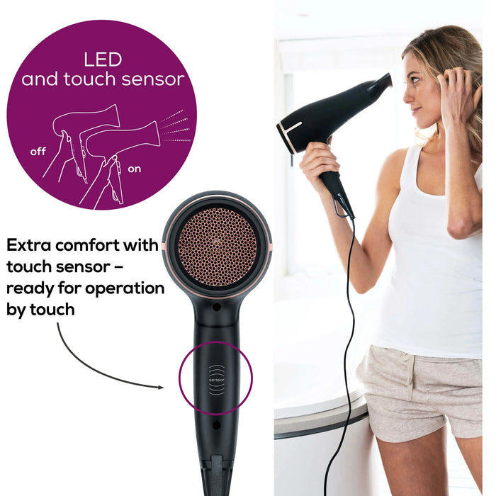 Beurer HC 60 Hair Dryer: Eco Friendly Touch Control Technology, Ion Function, 1400-2000W