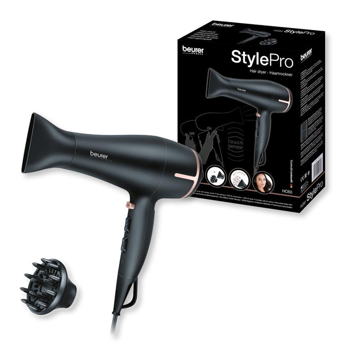 Beurer HC 60 Hair Dryer: Eco Friendly Touch Control Technology, Ion Function, 1400-2000W