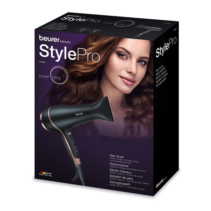 Beurer HC 30 Soft-Touch Hair Dryer with Chrome Finish - 2200W