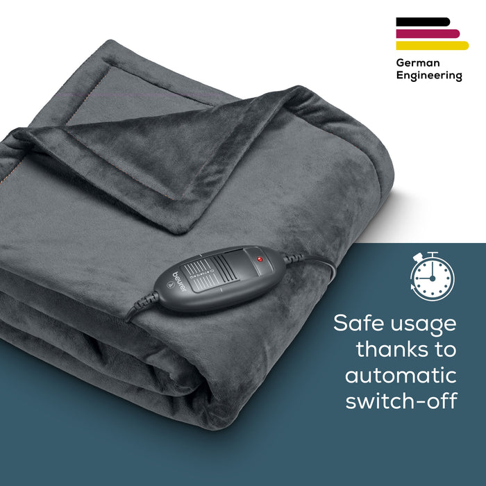 Beurer HD 74 LE24 Electric Blanket: Cosy Heated Over Blanket in Limited Edition Black 130x150cm