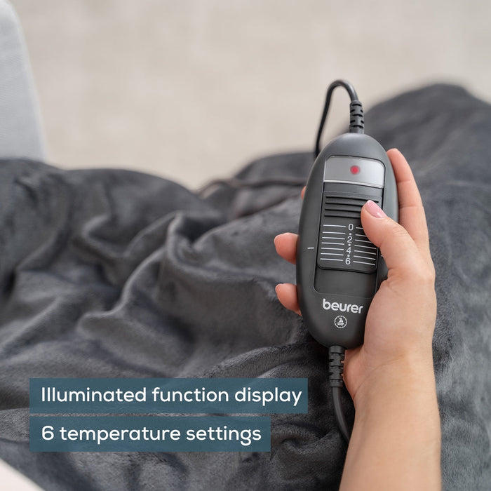 Beurer HD 74 LE24 Electric Blanket: Cosy Heated Over Blanket in Limited Edition Black 130x150cm