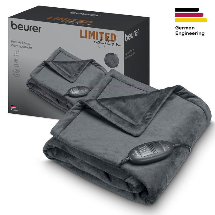 Beurer HD 74 LE24 Electric Blanket: Cosy Heated Over Blanket in Limited Edition Black 130x150cm