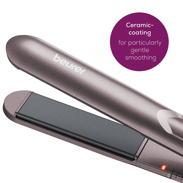 Beurer Germany Hair Straightener: Fast Heating & Gentle on Hair with Curl/Wave Option HS 15