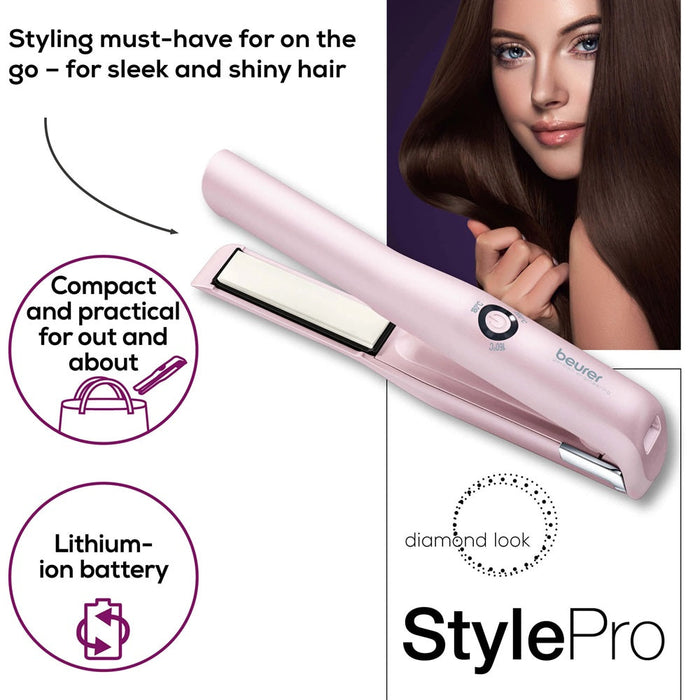 Beurer Hair Straightener: Cordless USB Rechargeable Compact Travel Straightener HS 20