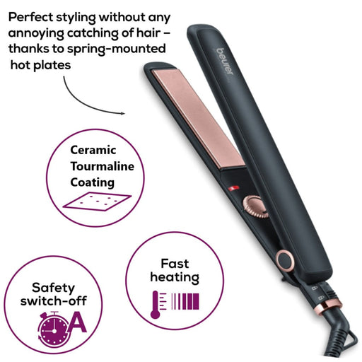 Beurer Hair Straightener: Fast Heat. Variable Temperature. Straightening, Curl or Wave Options HS 30