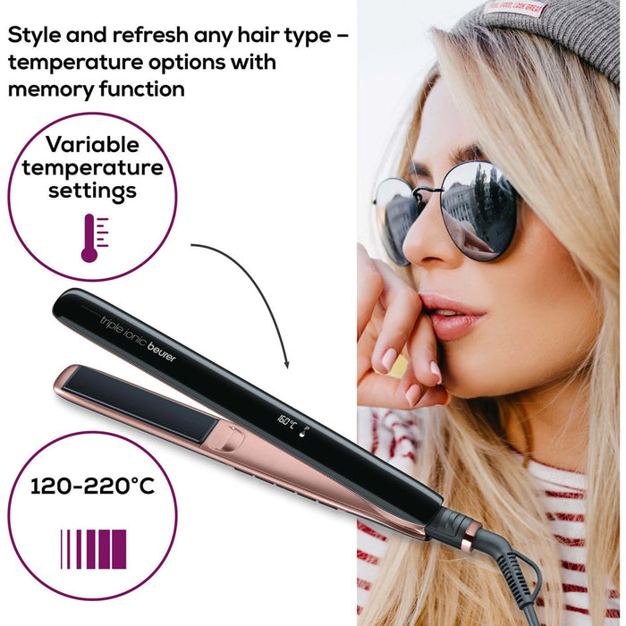 Beurer Hair Straightener HS 80 Titanium Coated & Triple Ionic