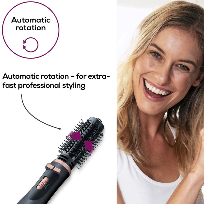 Beurer Germany HT 80 Rotating Hot Air Styling & Drying Brush. 2 Attachments for Straight Hair, Volume & Bounce or Curls & Waves