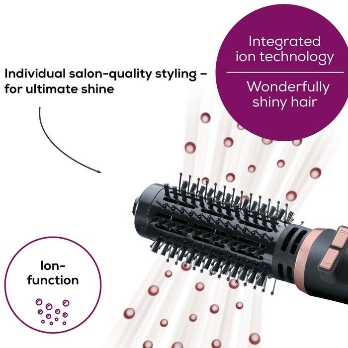 Beurer Germany HT 80 Rotating Hot Air Styling & Drying Brush. 2 Attachments for Straight Hair, Volume & Bounce or Curls & Waves