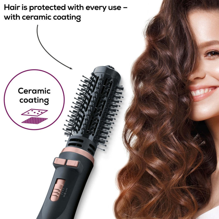 Beurer Germany HT 80 Rotating Hot Air Styling & Drying Brush. 2 Attachments for Straight Hair, Volume & Bounce or Curls & Waves