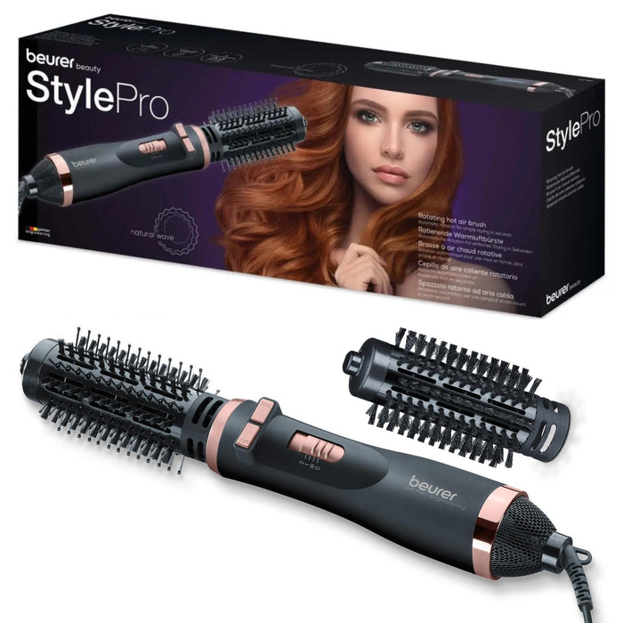 Beurer Germany HT 80 Rotating Hot Air Styling & Drying Brush. 2 Attachments for Straight Hair, Volume & Bounce or Curls & Waves