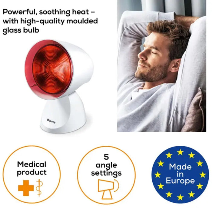 Beurer Germany IL 21 Infrared Heat Lamp 150W: Heal & Soothe Colds, Injury & Pain