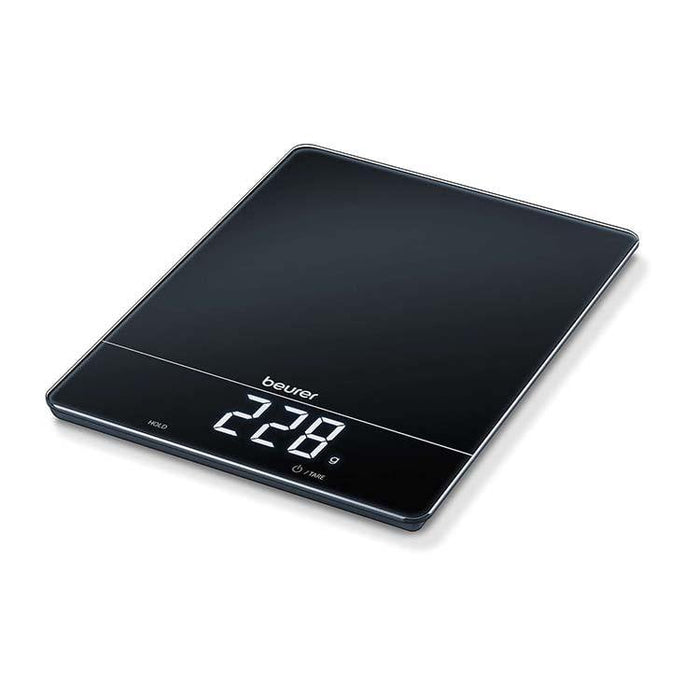 Beurer KS 34 Digital Glass Kitchen Scale: XL 15kg Weight Capacity. 1g Increments. Large LED Display