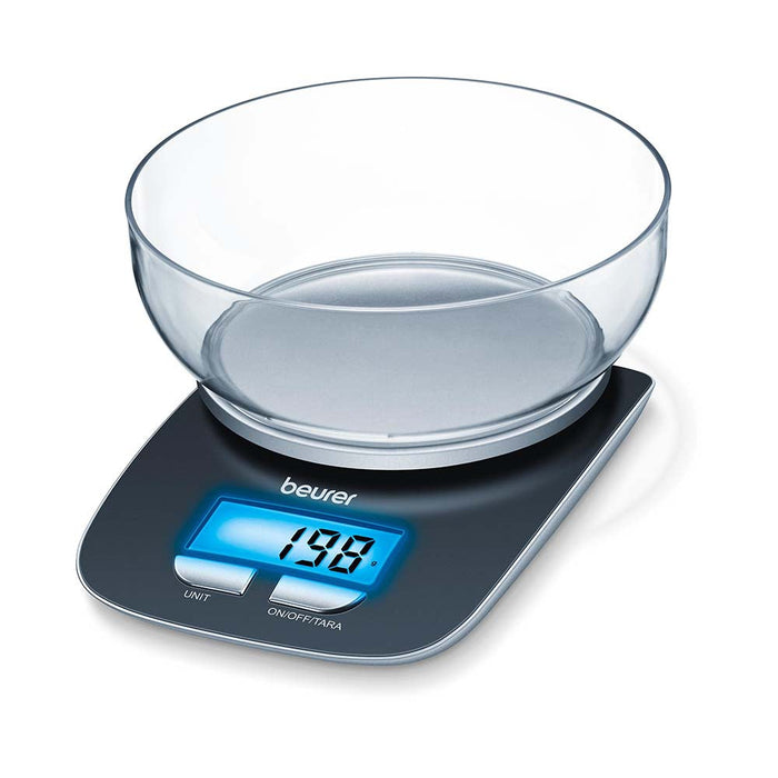 Beurer KS 25 Kitchen Scale: Weigh from 1g to 3Kg, Dishwasher-Safe 1.2L Bowl