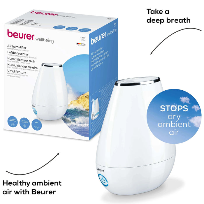 Beurer Germany LB 37: 2-in-1 Air Humidifier & Optional Aroma Diffuser For All Rooms Up To 20m2 - White Colour