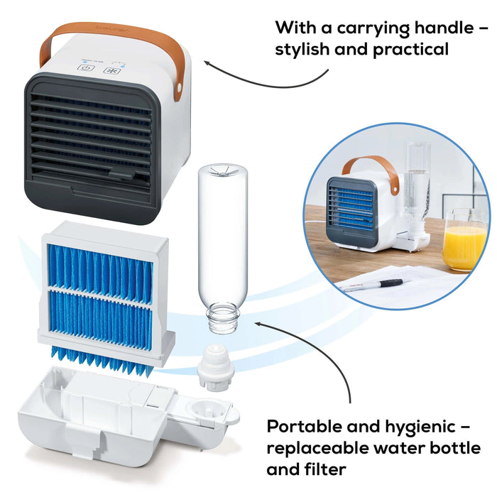 Beurer Germany LV 50 Table Fan Humidifier & Air Cooler with USB Connection: Cools & Humidifies