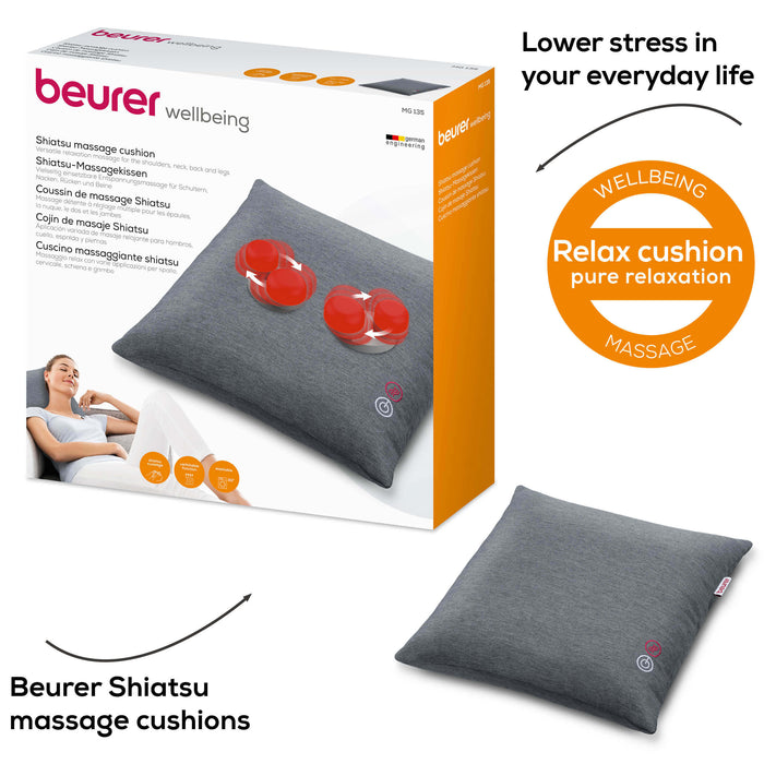 Beurer Germany MG 135 Shiatsu Massage Cushion with Optional Heat Function: Relax & Regenerate