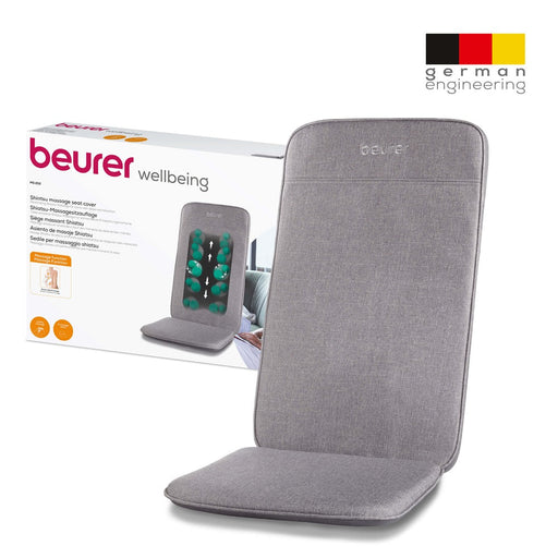 Beurer Massage Seat Cover: Full Back Shiatsu Massage, Easy-To-Use MG 202 Grey