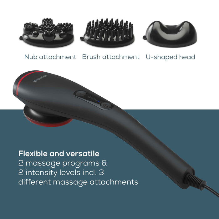 Beurer MG 24 Muscle Massager: Relaxing Vibration Massager with 3 Attachments & Optional Heat Function