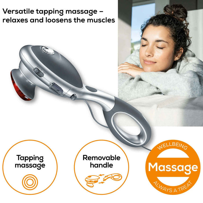 Beurer MG 70 Tapping Massager: Infrared Heat Option, 2 Attachments, Adjustable Intensity