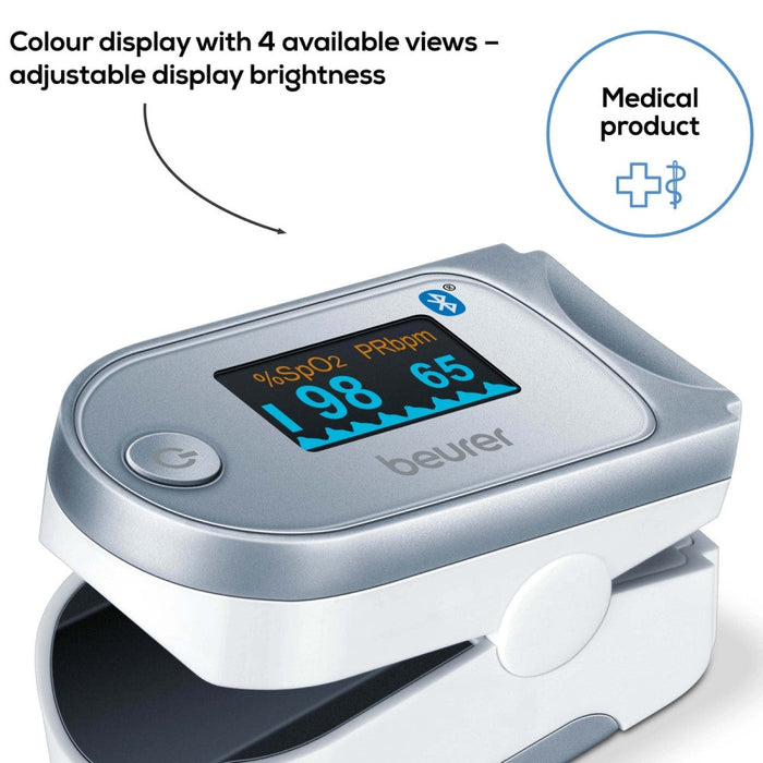 Beurer Germany PO 60 Pulse Oximeter with Bluetooth & App: Oxygen Saturation Level & Pulse