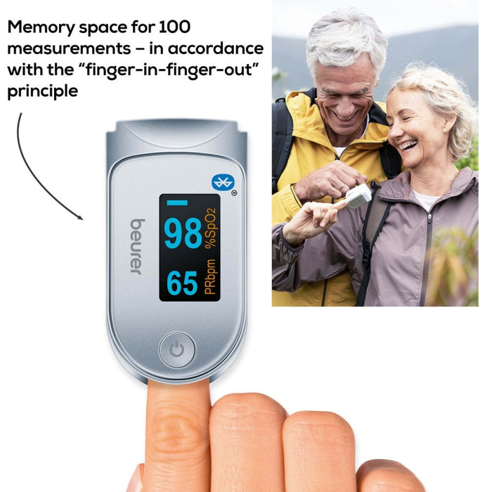 Beurer Germany PO 60 Pulse Oximeter with Bluetooth & App: Oxygen Saturation Level & Pulse