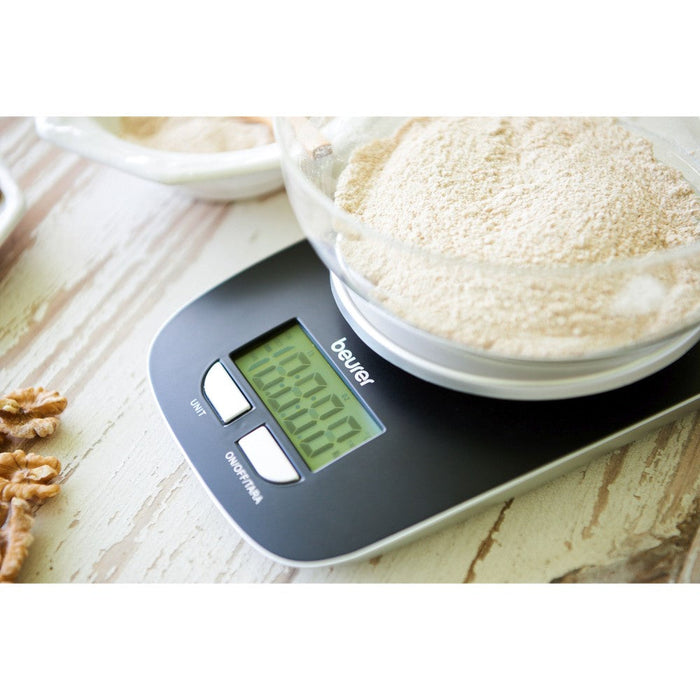 Beurer KS 25 Kitchen Scale: Weigh from 1g to 3Kg, Dishwasher-Safe 1.2L Bowl