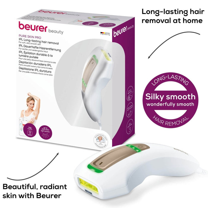 Beurer Germany IPL 5500 Pure Skin Pro: Home-Use IPL Technology Long-Lasting Hair Removal Device for Face & Body with MyIPL App